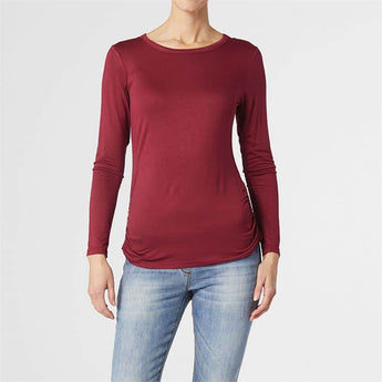 CLEARANCE Burgundy Ashley Side Cinched Long Sleeve - Ruffled Feather