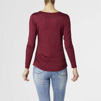 CLEARANCE Burgundy Ashley Side Cinched Long Sleeve - Ruffled Feather