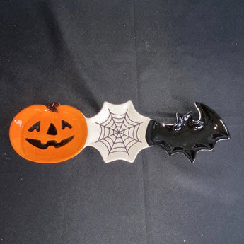 CLEARANCE - Ceramic Pumpkin Halloween Tray - Ruffled Feather