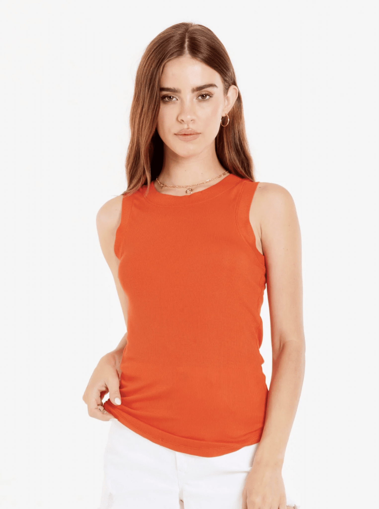 CLEARANCE Cleo Watermelon Orange Ribbed Tank – Ruffled Feather