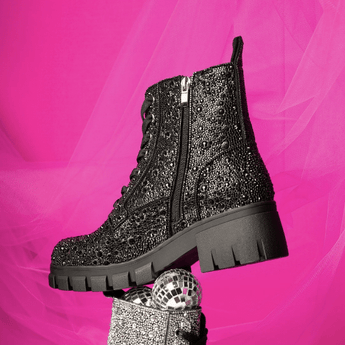 CLEARANCE Corkys Mood - Black Rhinestone Boot - Ruffled Feather