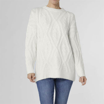 CLEARANCE Cream Caryn Chunky Cable Sweater - Ruffled Feather