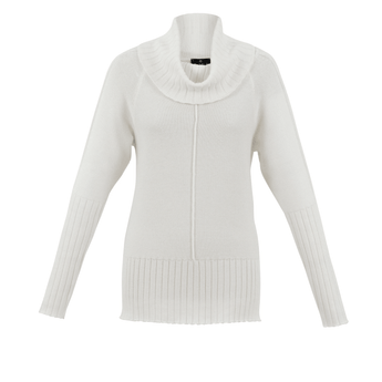 CLEARANCE Cream Cowl Neck Sweater - Ruffled Feather