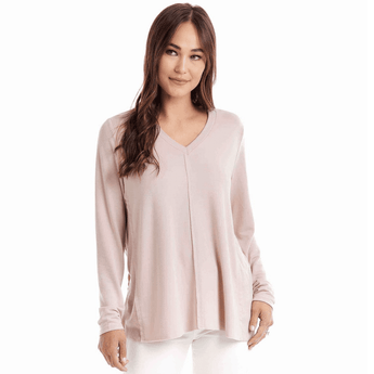 CLEARANCE Dempsey Long Sleeve V-Neck Tee Blush - Ruffled Feather