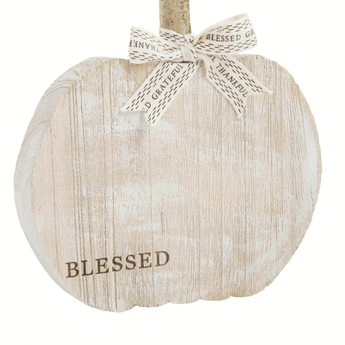 CLEARANCE Distressed Blessed Pumpkin Plaque - Ruffled Feather