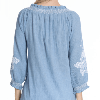 CLEARANCE - Embroidered Pull-over w/ smoked sleeve - Ruffled Feather