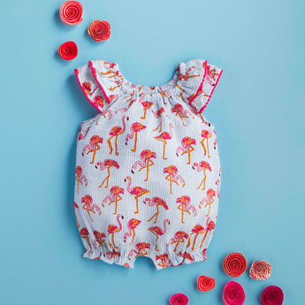 CLEARANCE Flamingo Baby Romper - Ruffled Feather