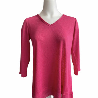 CLEARANCE Hot Pink Fuchsia V-Neck Top - Ruffled Feather