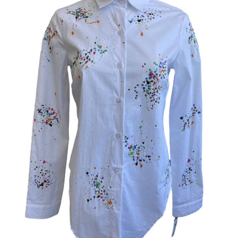 CLEARANCE - Lola - White Button Up - Ruffled Feather