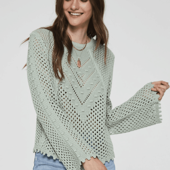 CLEARANCE - Meryl Mesh Embroidery Sweater - Pistachio - Ruffled Feather