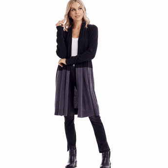 CLEARANCE Pip Colorblock Cardigan - Black - Ruffled Feather