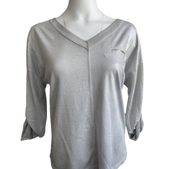 CLEARANCE - Shimmer Long Sleeve Top - Ruffled Feather