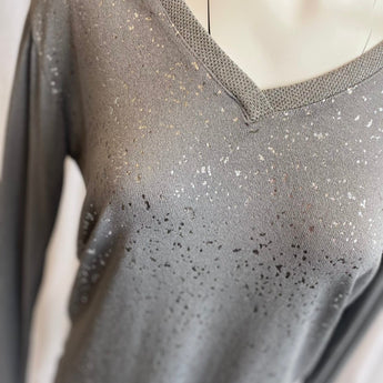 CLEARANCE - Silver Splatter Long Sleeve - Ruffled Feather