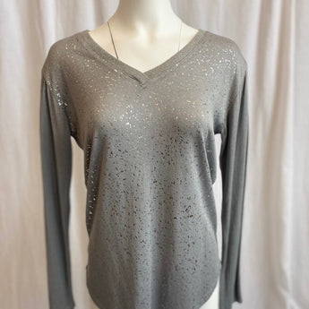 CLEARANCE - Silver Splatter Long Sleeve - Ruffled Feather