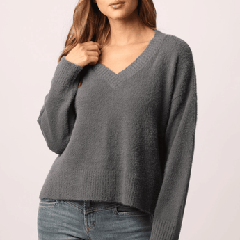 CLEARANCE Super Soft Margarita Sweater - Dark Grey - Ruffled Feather