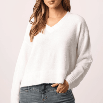 CLEARANCE Super Soft Margarita Sweater - White - Ruffled Feather