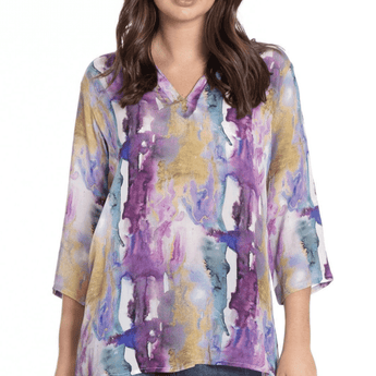 CLEARANCE V - Neck Blouse w/ Tassel - Ruffled Feather