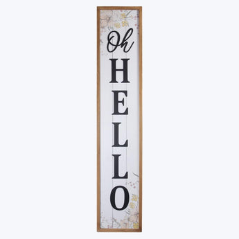 CLEARANCE Wood "Oh Hello" Sign - Ruffled Feather