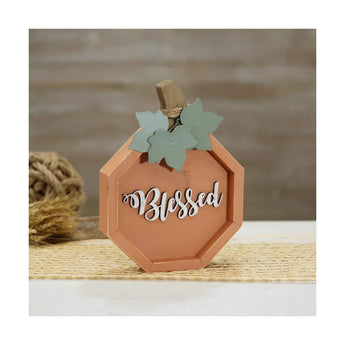 CLEARANCE Wood Tabletop Sign "Blessed" - Ruffled Feather