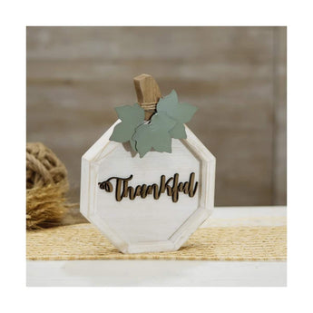 CLEARANCE Wood Tabletop Sign "Thankful" - Ruffled Feather