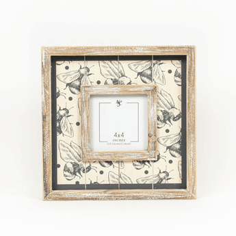 CLEARANCE - Wooden Bee Photo Frame (4x4) - Ruffled Feather