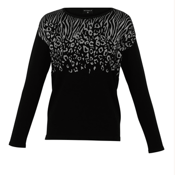 CLEARANCE Zebra and Leopard Print Black Sweater - Ruffled Feather