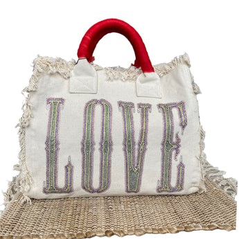 Colorful LOVE Fringe Bag - Ruffled Feather