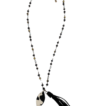 Cow Hide Necklace - Ruffled Feather