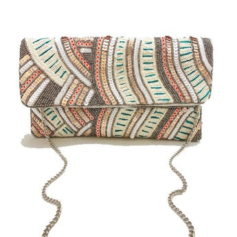 Curvy Line Patterned Clutch - Ruffled Feather