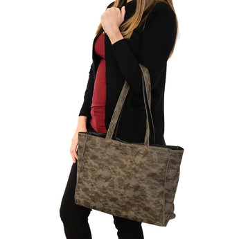 Dark Grey Camo/Black Reversible Tote - Ruffled Feather