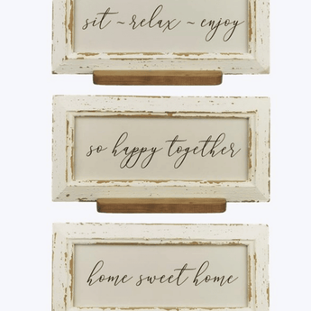 Distressed Wood Tabletop Sign - Ruffled Feather