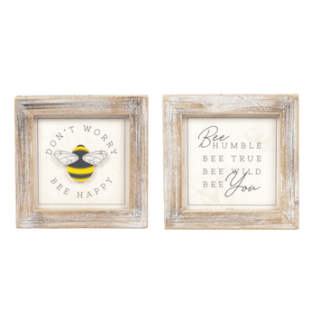 "Don't Worry, Bee Happy" Double Sided Table Top Décor - Ruffled Feather