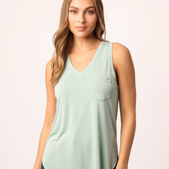 Dried Sage Esther V-Neck Tank - Ruffled Feather