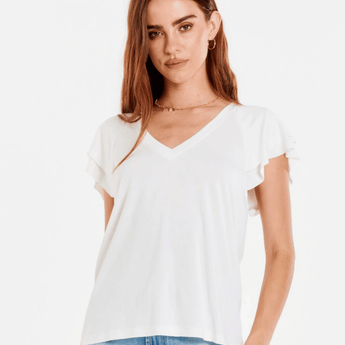 Ember Petal Sleeve Top - White - Ruffled Feather