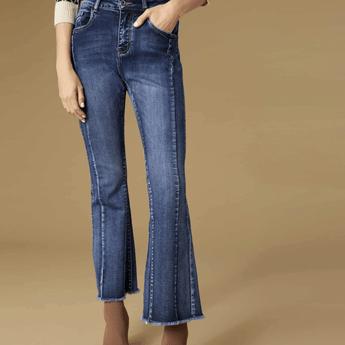 EverStretch Flare with Inset Seam - Dark Denim - Ruffled Feather