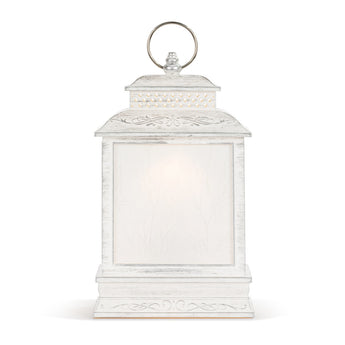 Nutcracker with Trees Lit Musical White USB Snow Globe Lantern - 6.5x10in