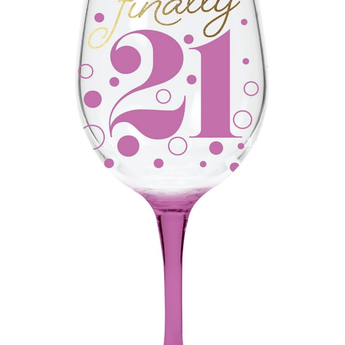 Finally 21 Acrylic Wine Glass - Ruffled Feather