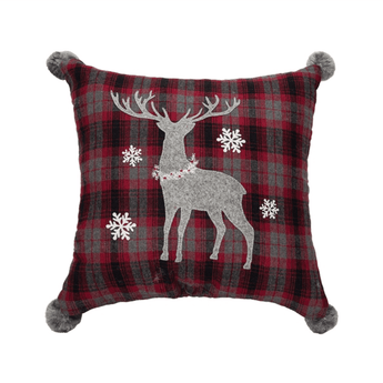 Frosty Deer Plaid Pillow - Ruffled Feather