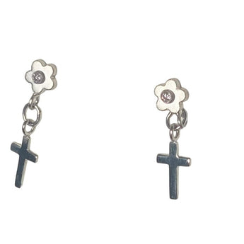 Girls Diamond Cross Earrings - Ruffled Feather