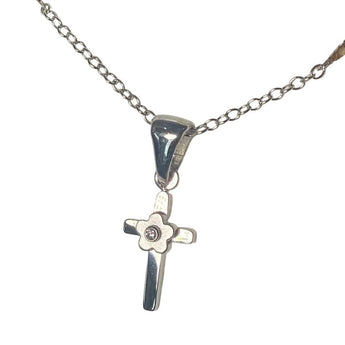 Girls Diamond Cross Necklace - Ruffled Feather