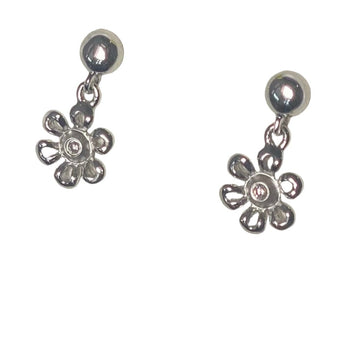 Girls Diamond Flower Earrings - Ruffled Feather