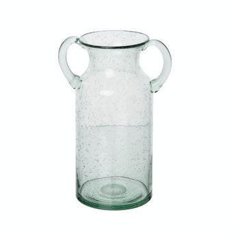 Glass Double Handle Tall Vase - Ruffled Feather