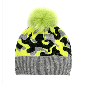 Grey &amp; Neon Green Camo Hat - Ruffled Feather