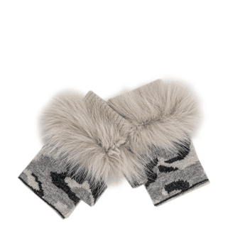 Grey &amp; Pearl Camo Fingerless Gloves - Ruffled Feather