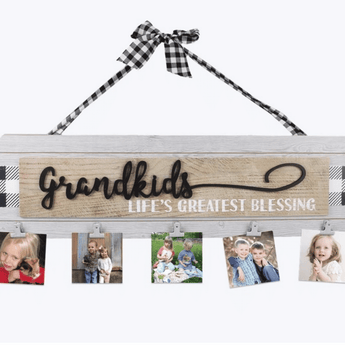 Hanging Grandparent Photo/Note Clip Board - Ruffled Feather