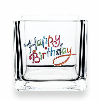 Happy Birthday - 4x4 Candle Holder - Ruffled Feather