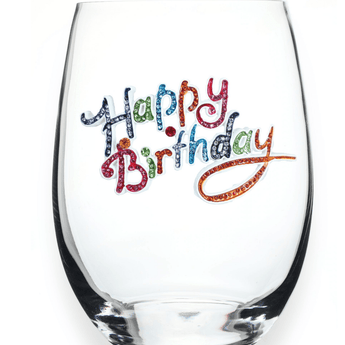 Happy Birthday Stemless Glass - Ruffled Feather