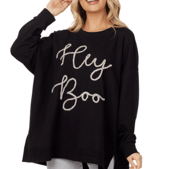 Hey Boo Sparkle Sweatshirt - Ruffled Feather