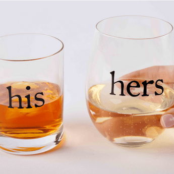 His & Hers Glass Set - Ruffled Feather
