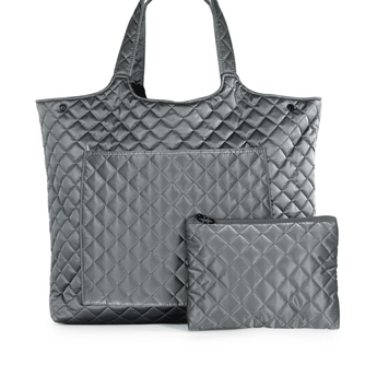 Icon Shadow Quilted Puffer Tote- charcoal - Ruffled Feather